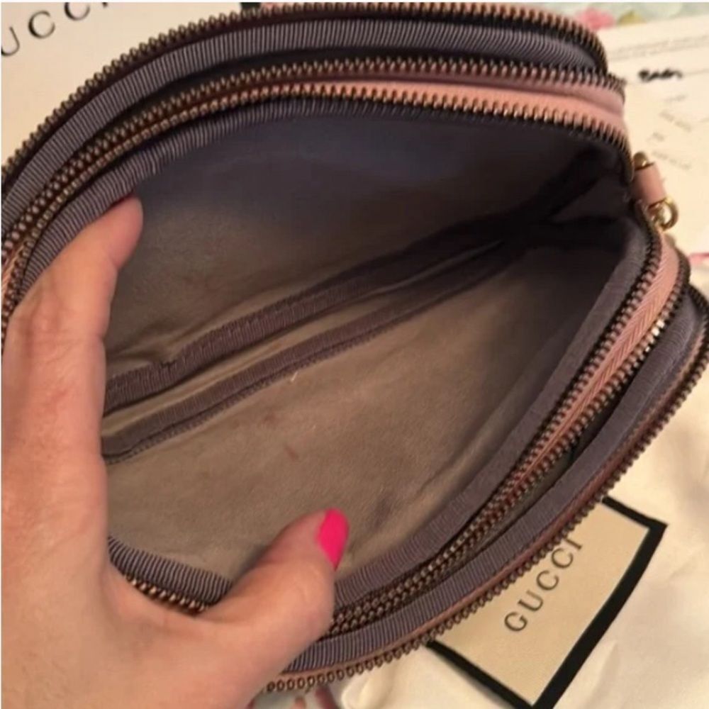 💎Gucci💎 Marmont *Triple Zip* Nude Blush Pink Camera Crossbody - Picture 8 of 11